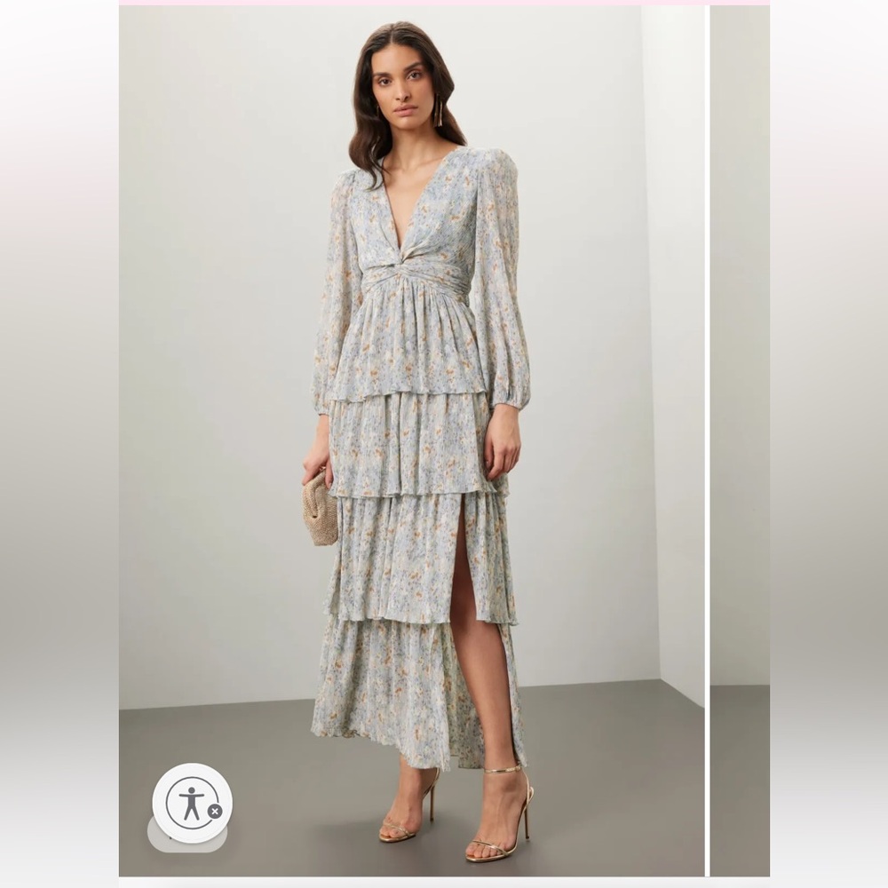 Astr the Label | Sibylla Floral Plisse Dress | Long sleeve tiered